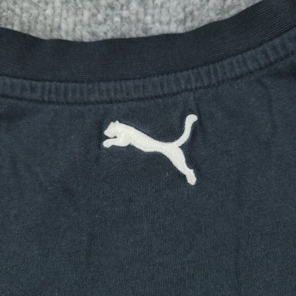 Puma Shirt Men Medium Black V-Neck Short Sleeve Pullover Embroidered Logo Adult - Picture 8 of 12